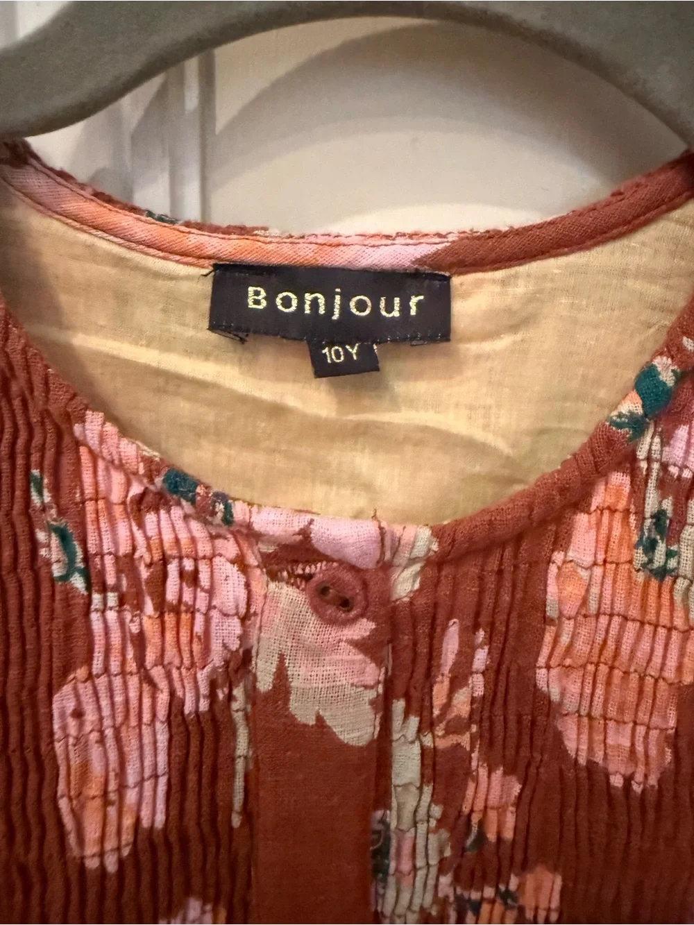 BONJOUR DIARIES Girls' Rust Floral Dress with Pink Blooms sz 10